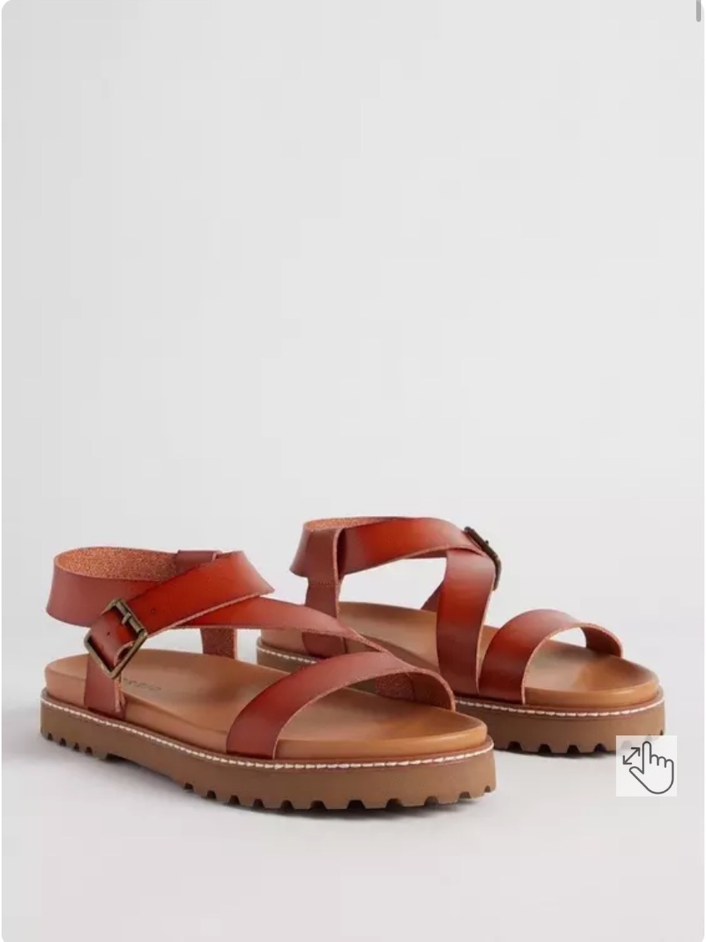 NWOT Torrid Size 9.5- Women's Leather Strappy Sandals - Brown